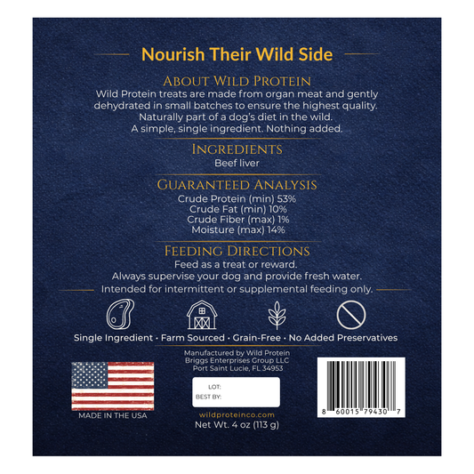 Wild Protein Beef Liver Dog Treats 4 oz